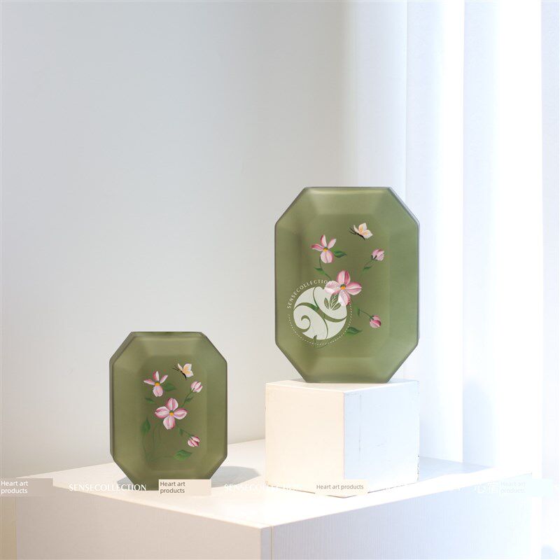 新的手绘玻璃插花花瓶家居家具餐厅客厅手工收集工艺品
