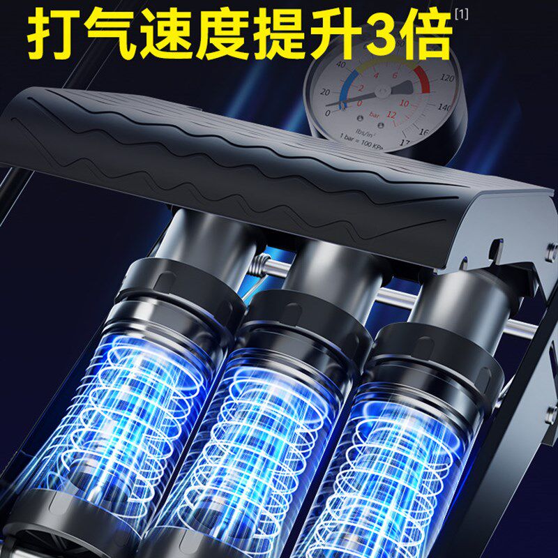 小轿车载充气泵带测胎压汽车专用脚踩冲气打气泵气压表轮胎打气筒
