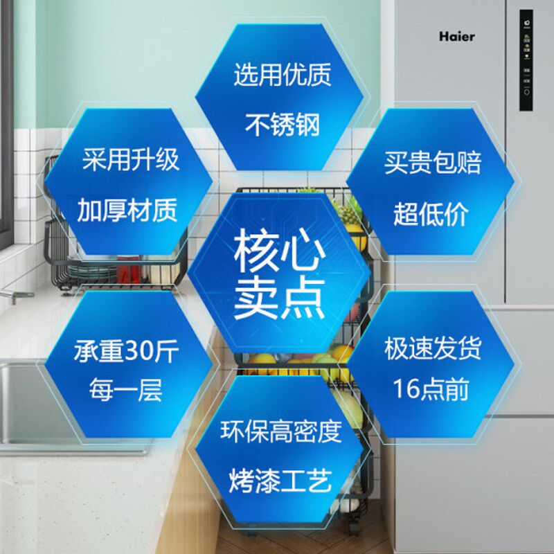 不锈钢厨房置物架家用落地多层收纳架放菜架蔬菜架篮子水果收纳筐