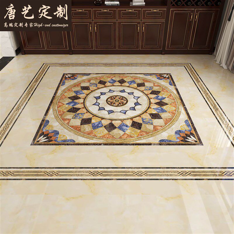 欧式拼花砖800x800饭厅地板砖入户玄关砖仿水刀拼花地砖客厅拼花