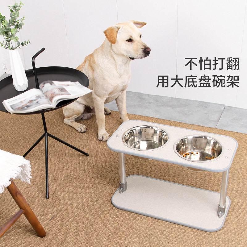 支架狗碗中大型犬护颈架子碗大狗饭盆水碗不锈钢金毛阿拉高狗餐桌