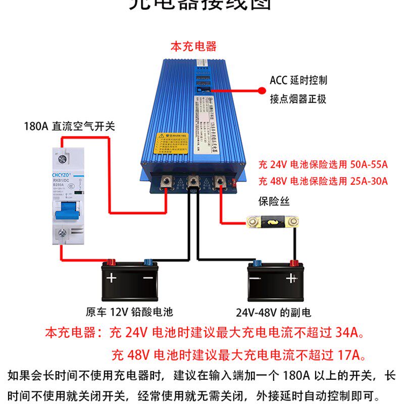 AP-C6036T房车改装升压车载充电器12V24发电机充24V36V48V锂电池