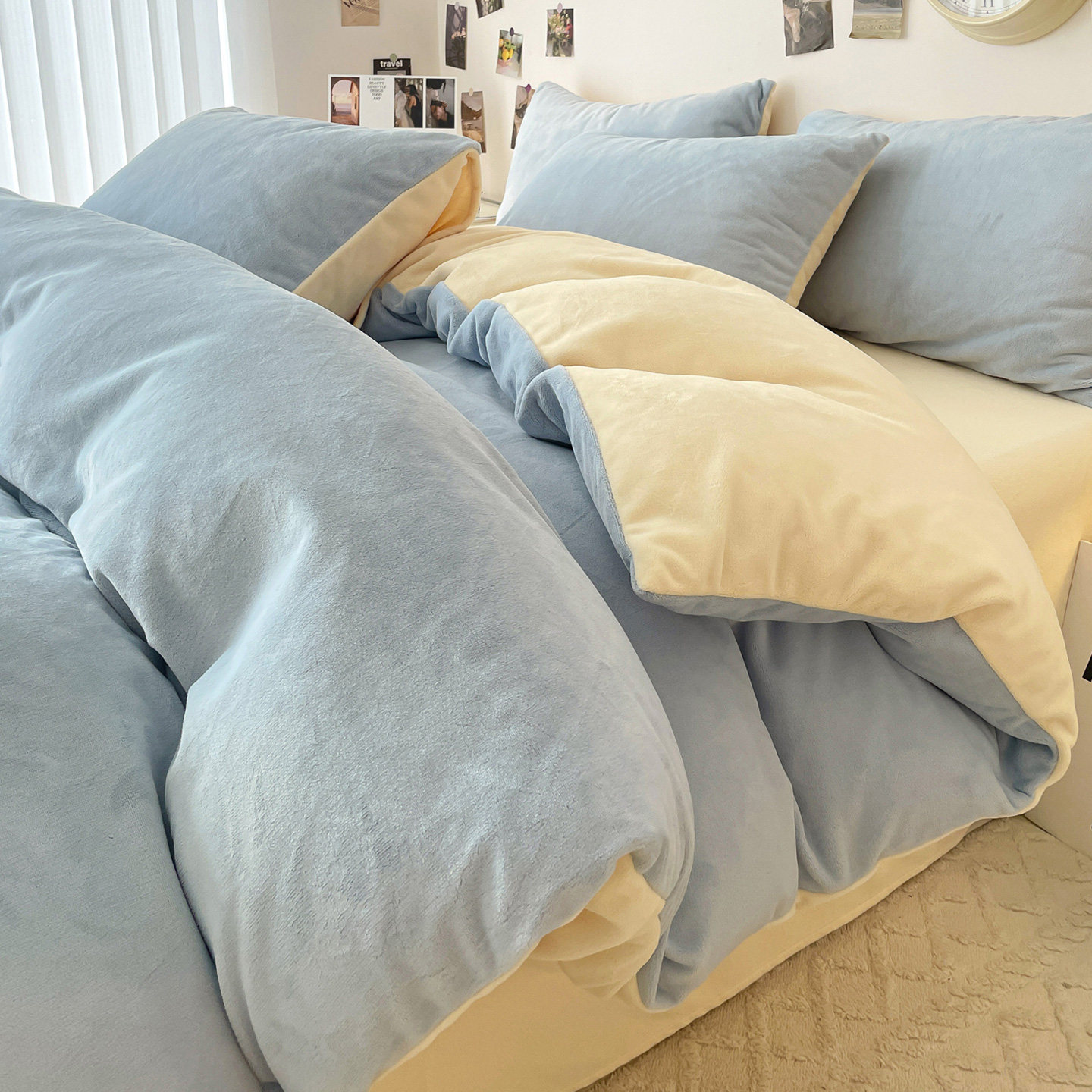 冬季加厚牛奶绒被套单件150x200x230法兰珊瑚绒被单双面加绒被罩