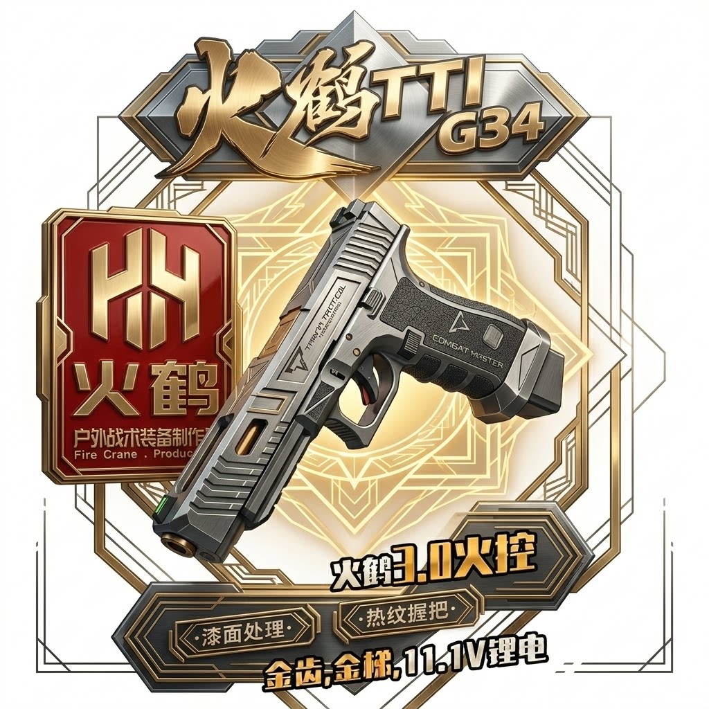 火鹤ttig34新批次电手格洛克金齿电动连发合不可发射成人玩具枪男
