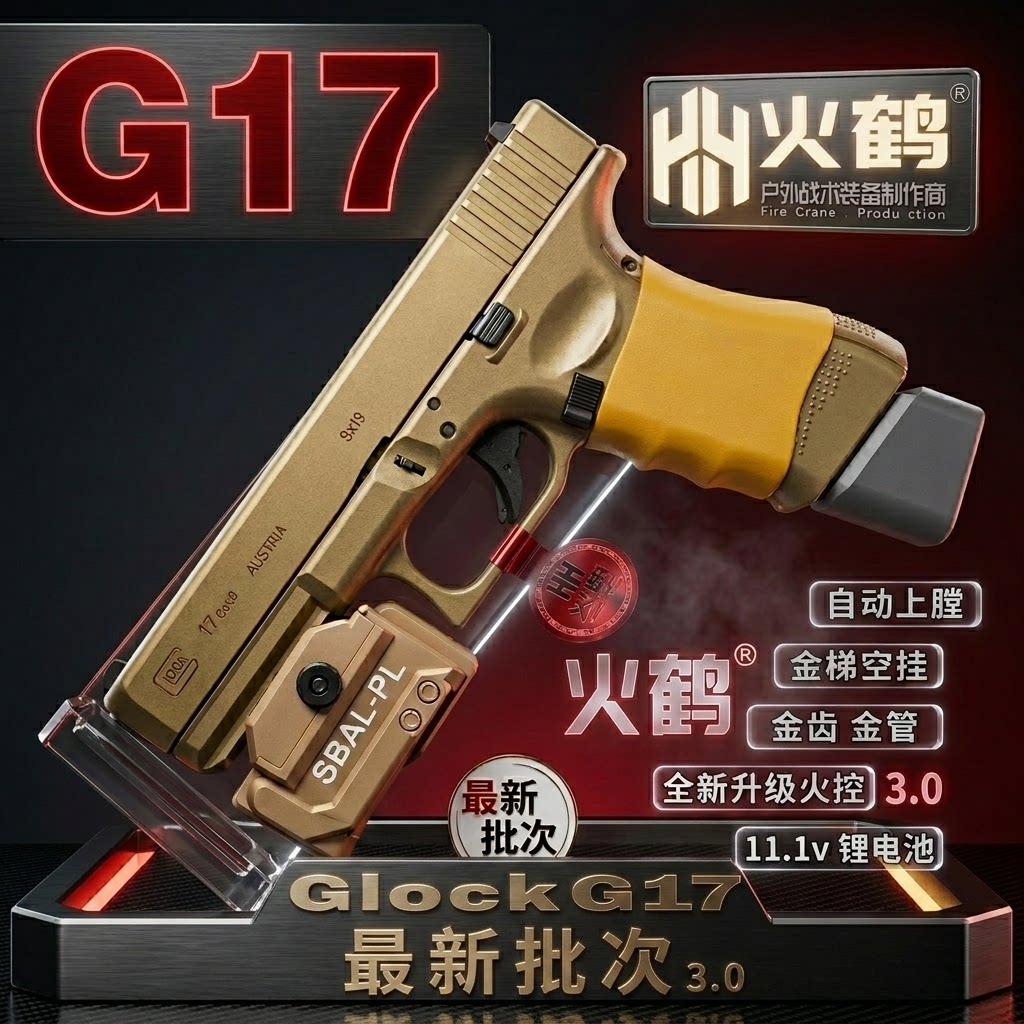 火鹤G17格洛克电手电动连发模型发射器玩具枪男孩科教CS新批次