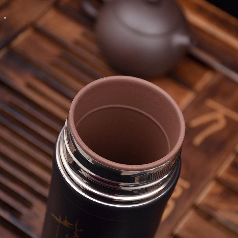 宜兴大容量紫砂杯内胆保温杯过滤网泡茶杯子陶瓷男士礼品水杯定制