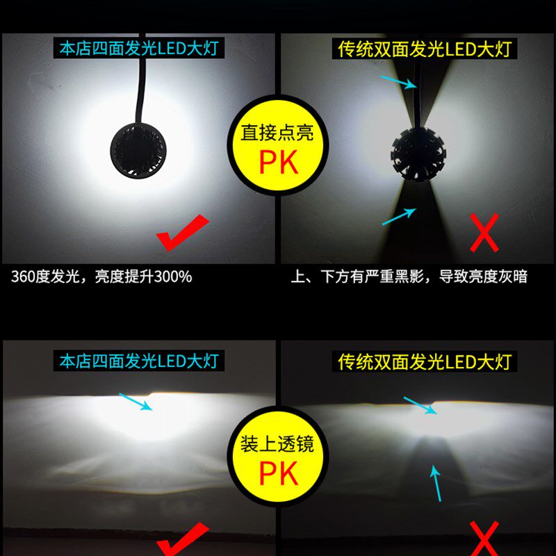 汽车四面发光360度led大灯9005激光h7h11超亮9012强光hb3小车灯泡