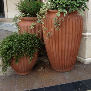 园林景观红陶陶罐花盆落地土陶粗陶大陶盆红陶盆庭院花盆室外高大