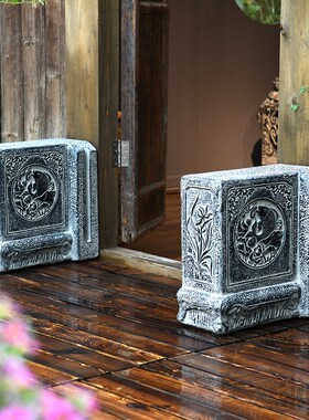 仿古中式摆件门墩抱鼓石门当户对别墅庭院子大门口装饰仿石雕摆设
