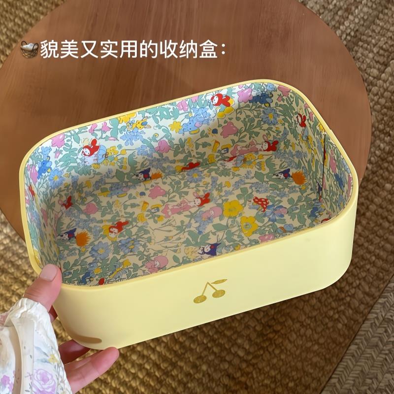 碎花化妆品桌面收纳盒整理盒发饰首饰多功能储物盒化妆台置物架
