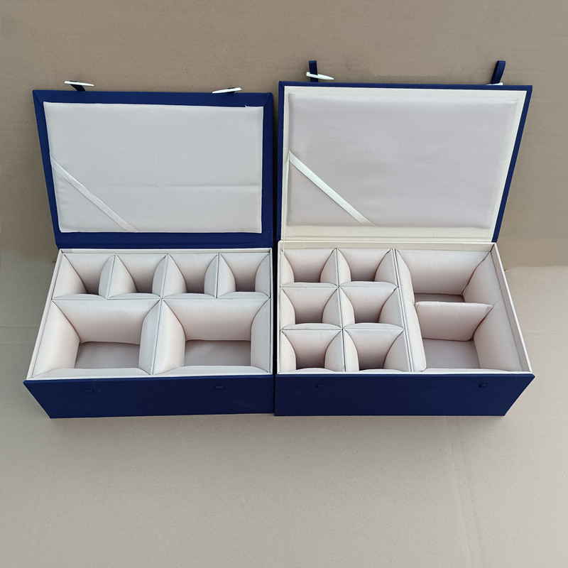 蓝色套装锦盒茶具礼品盒一壶四杯六杯长方形收纳茶壶包装盒可定制
