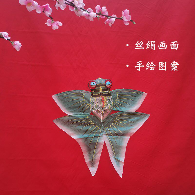 传统手工金鱼风筝手工竹扎手绘真丝非遗民俗古装拍照道具复古纸鸢