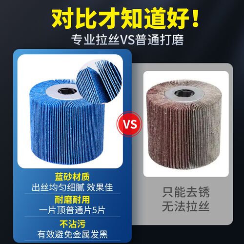 厂家直销新款蓝砂全砂布拉丝轮不锈钢金属打磨抛光拉丝轮打磨除锈
