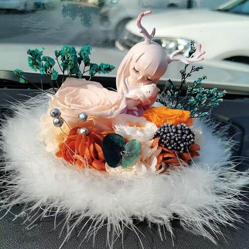 永生花汽车摆件车载饰品幽静之鹿网红汽车内装饰送闺蜜生日礼物