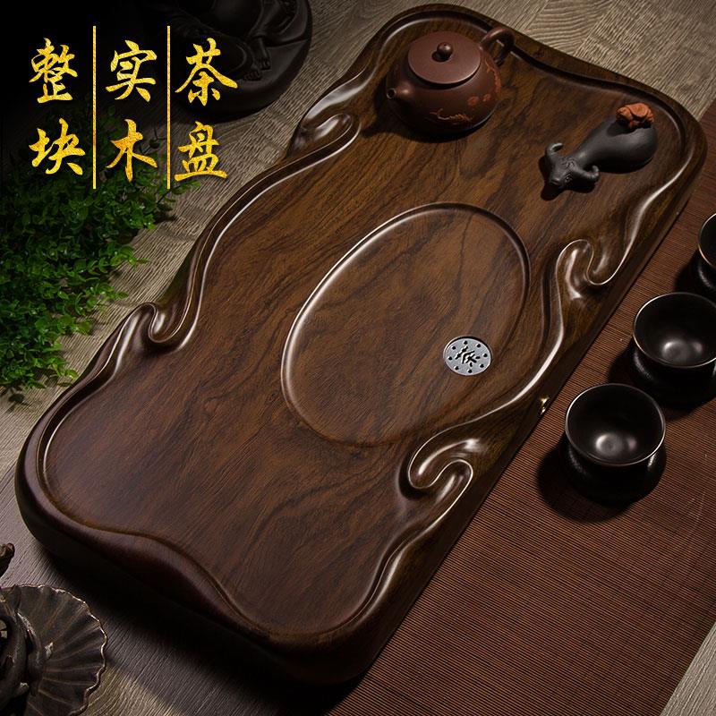 乌檀木茶盘家用整块天然纯实木茶台茶具新款原木茶托简约小型茶海