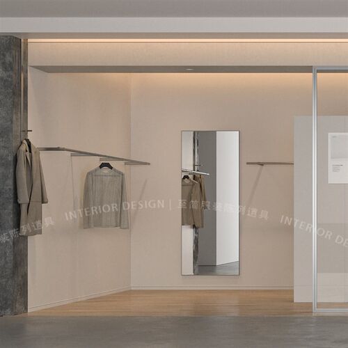 预埋上墙架服装店展示架挂衣架陈列设计货架衣服架子不锈钢挂衣杆