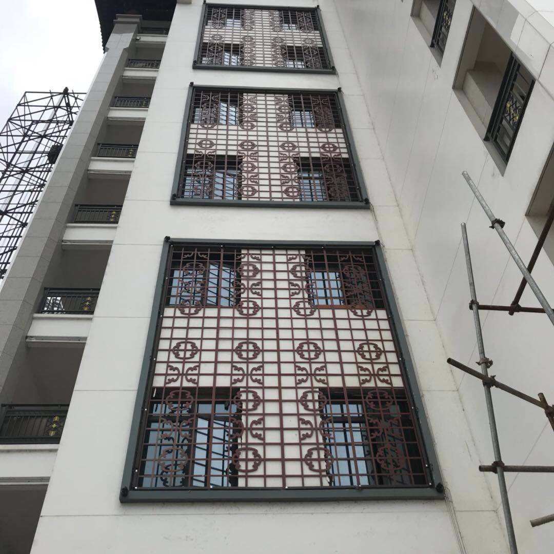 仿古铝合金窗花外墙装饰铝格栅隔断花格防盗网中式铝艺古建筑屏风