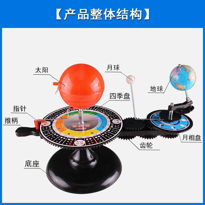 三球仪太阳地球月亮三球立体模拟运行器地球星系行星日月全食公自