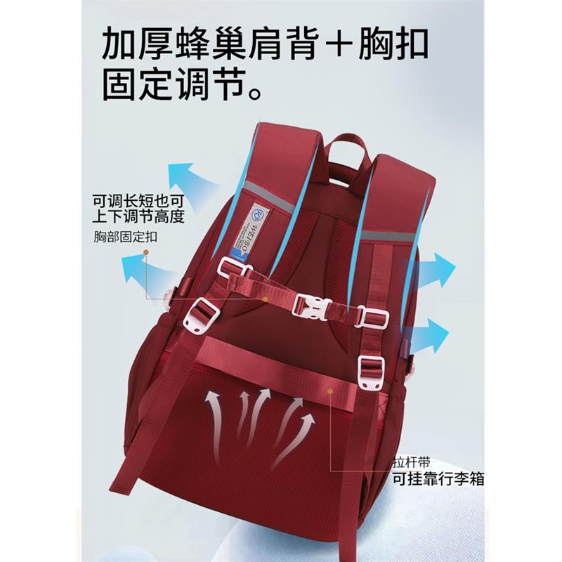 减负轻便初中女生书包小学生3-6年级高中生大容量减压透气双肩包