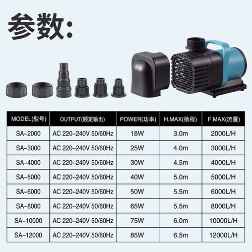 松宝静音鱼缸水泵鱼池潜水泵小型抽水泵水陆两用循环泵变频水泵