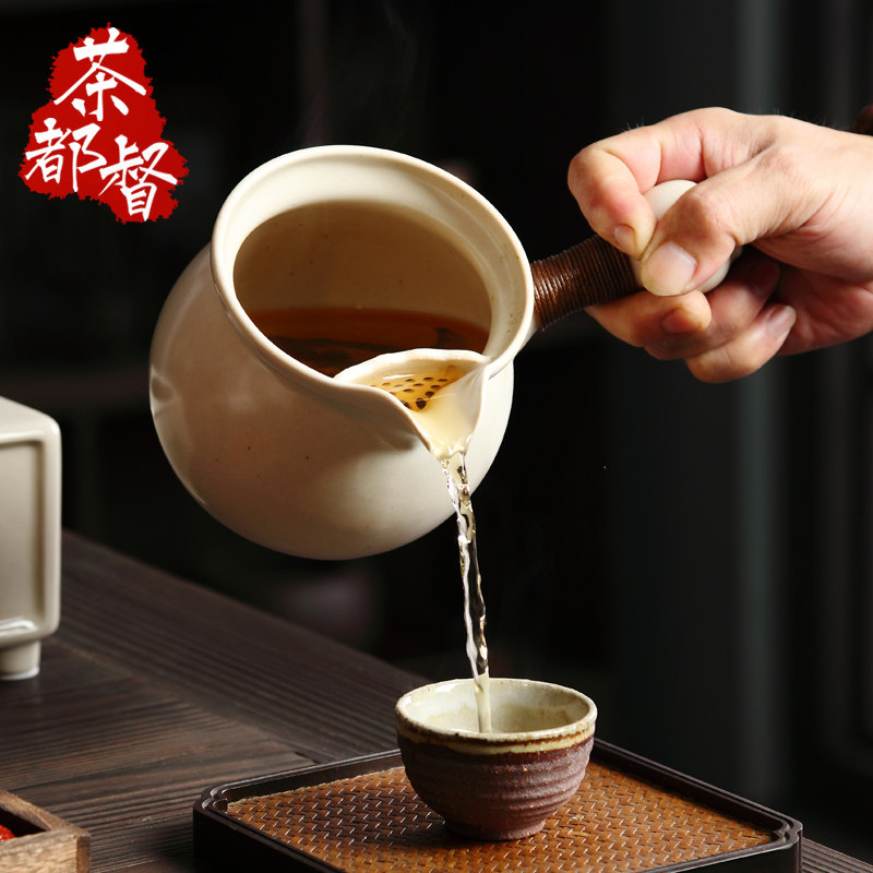 可干烧烤茶罐侧把粗陶煮茶壶日式黑晶炉炭炉围炉罐罐白黑普洱茶壶