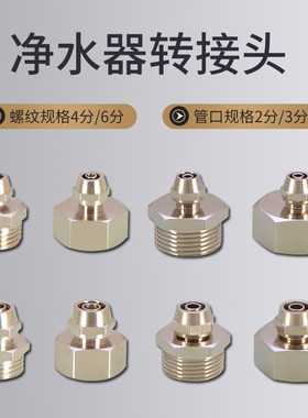 黄铜净水器接头配件4/6分转2分3分PE管内外丝直饮水机快插直接头