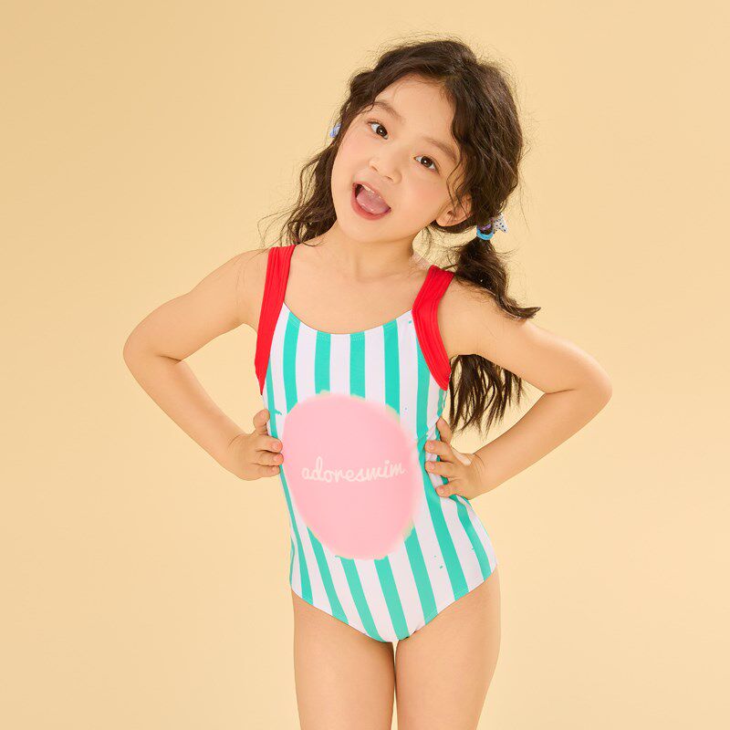 爱多尔连体泳衣公主风吊带可爱洋气中小童泳装女童女孩海边游泳衣