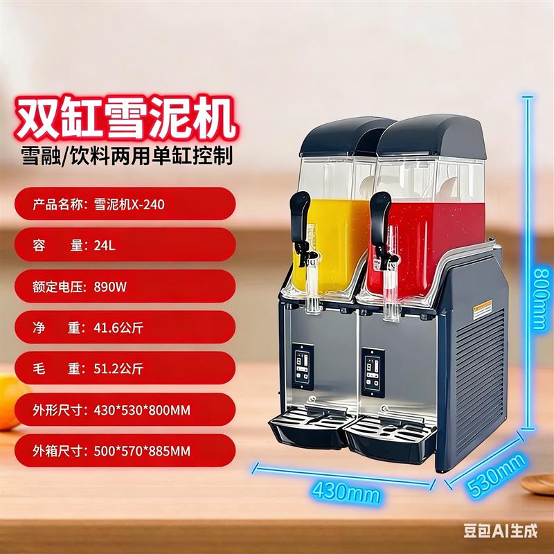 冰之乐商用雪泥机 全自动冰沙饮料机 双缸24L雪泥机 双缸果汁机