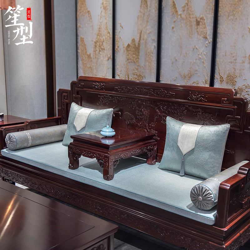 新中式红木沙发坐垫古典罗汉床垫子五件套扶手大靠垫软体靠包定制