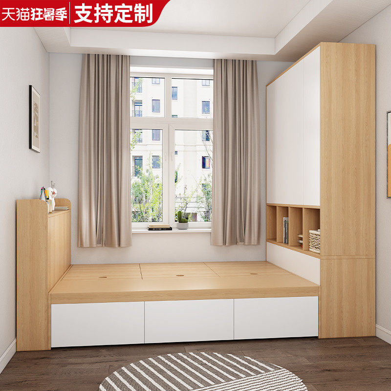 实木榻榻米床多功能储物床衣柜一体小户型次卧床柜组合儿童床定制