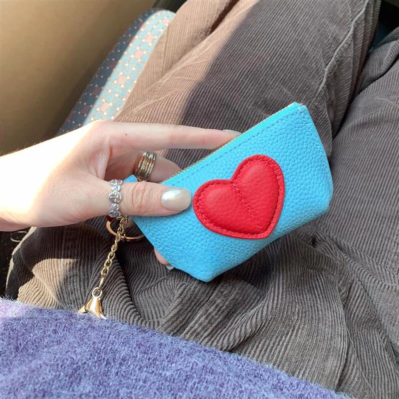 爱心零钱包女款小钱包迷你小包卡包小巧精致真皮现金收纳包ins风