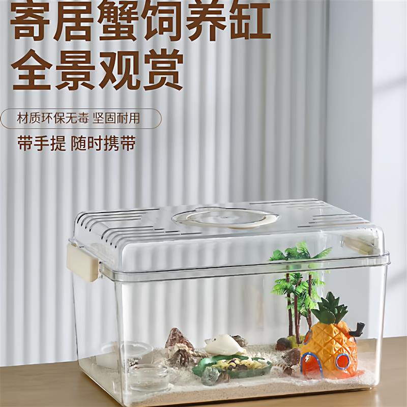 爬宠饲养箱甲虫饲养盒寄居螃蟹蜗牛乌龟蛇饲养箱仓鼠手提外带盒