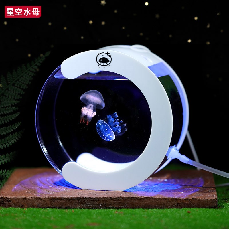 专用水母缸活物家养儿童养殖桌面小宠物迷你赤月海月循环生态鱼缸