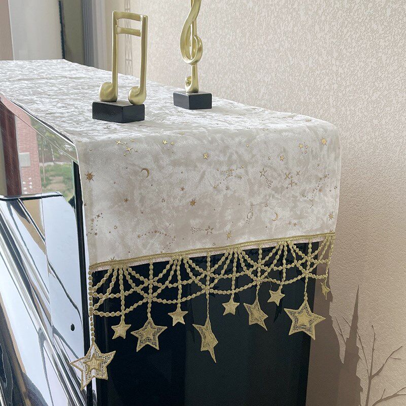 轻奢钢琴罩现代简约盖布丝绒布半罩通用款复古防尘罩高级感顶盖布