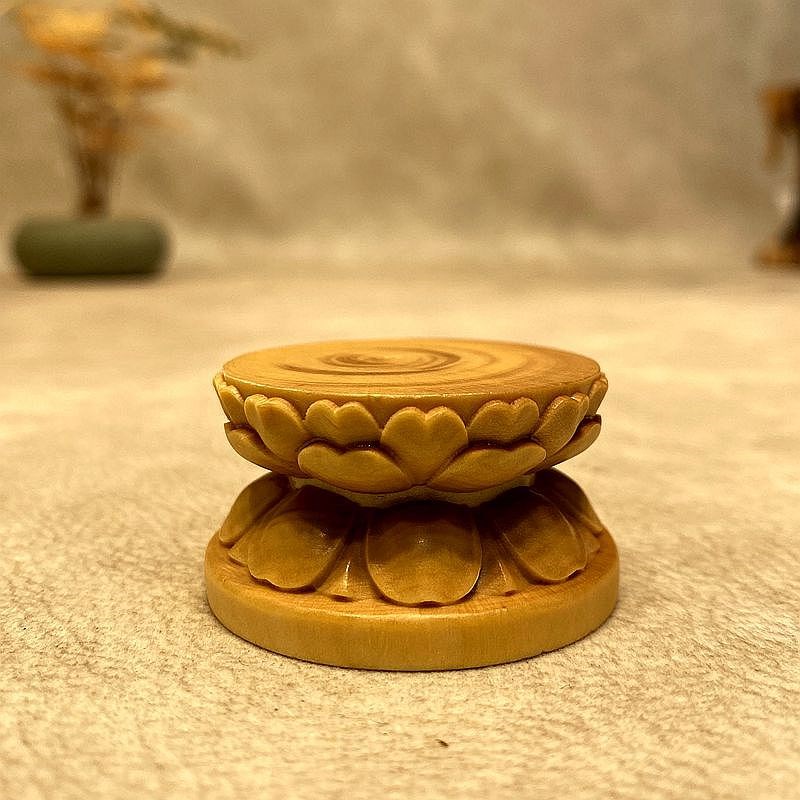 小叶黄杨木站坐佛像底座佛堂摆件神佛加高莲花型圆形家居清仓特价