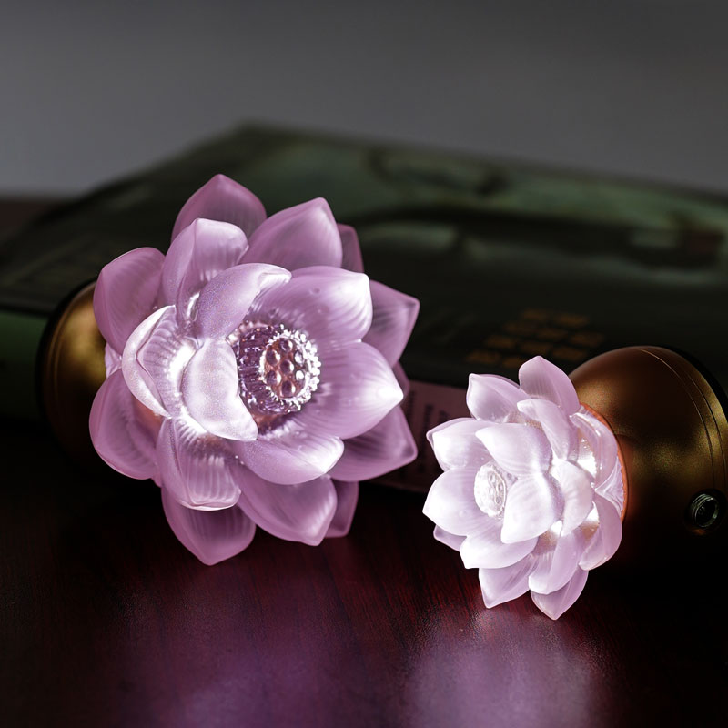 新款led莲花灯充电款佛前供灯佛具用品大全供灯长明灯家用一对粉