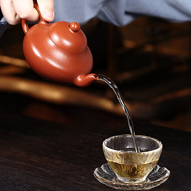 宜兴紫砂壶纯手工家用泡茶壶原矿梨皮大红袍全手工紫砂茶具梨形壶