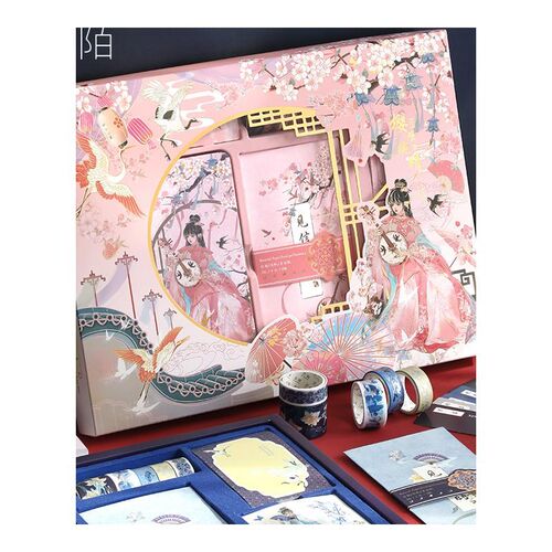 女生简约日记本网红手杖本素材全套文具礼物古风手帐工具套装中国