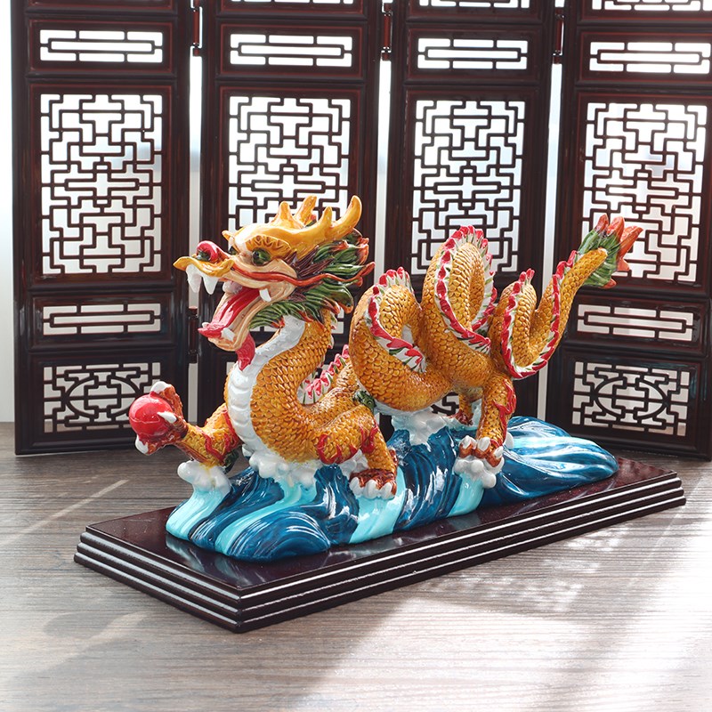 陶瓷龙摆件客厅玄关办公室装饰品乔迁开业新年礼物高档轻奢工艺品