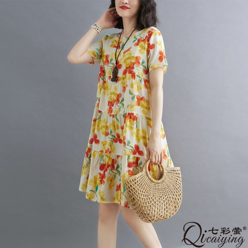 孕妇棉绸睡裙女夏季薄款大码睡衣裙夏天宽松短袖绵绸连衣裙家居服