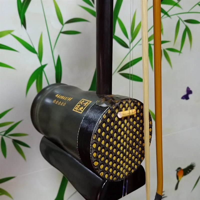 专业演奏湖南花鼓戏大筒二胡高档黑檀木铜轴烤竹圆筒高级民族乐器