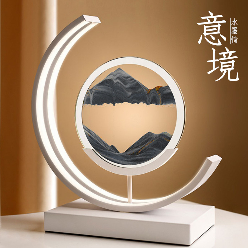 流沙画摆件3d立体沙漏夜灯台灯创意动态解压客厅卧室桌面装饰礼物