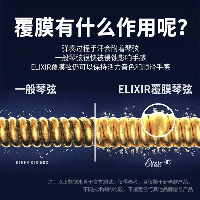 伊利克斯吉他弦ELIXIR琴弦16052民谣木吉他弦一套6根电吉他弦全套