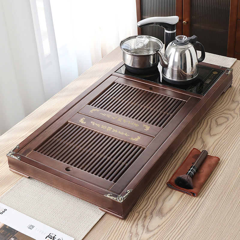 功夫茶具茶实木茶盘台茶海全自动电热炉四合一体家用大号简约茶托