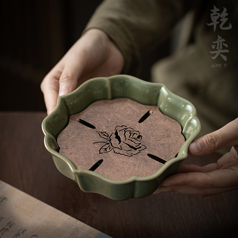 陶瓷壶承干泡台茶盘小型储水茶托盘功夫茶具紫砂壶底座家用茶承盘