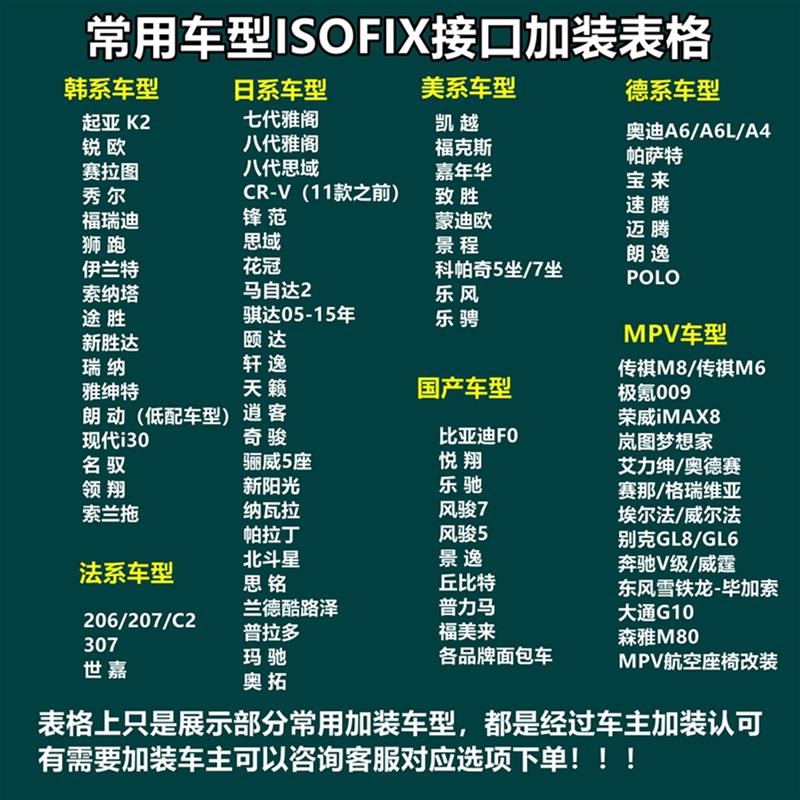 汽车加装儿童安全座椅isofix硬接口支架通用款固定配件latch卡扣