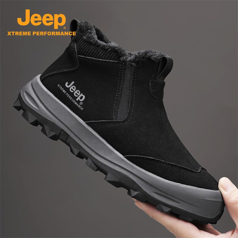 JEEP吉普高帮加绒防滑雪地靴