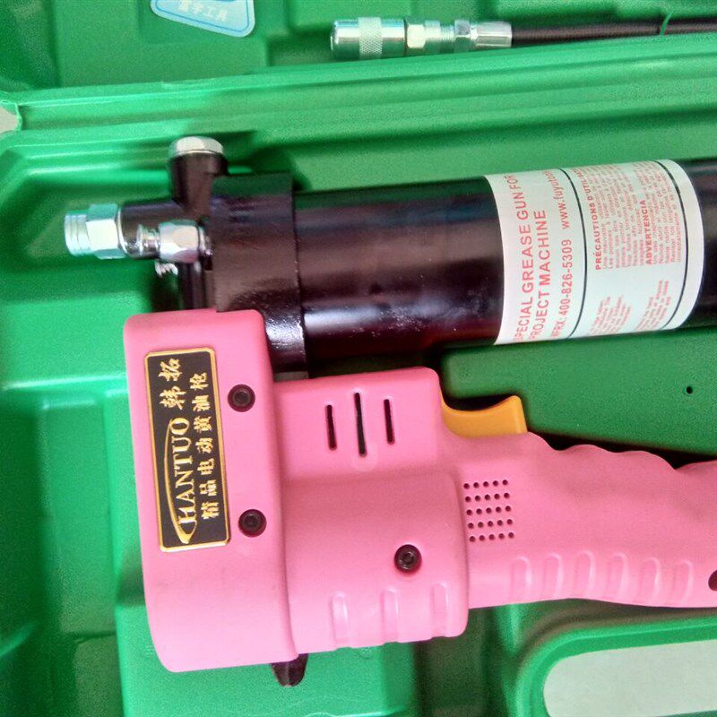 韩拓电动黄油枪12V24V拉链透明高压重型挖机注油器毛毛虫2018新款