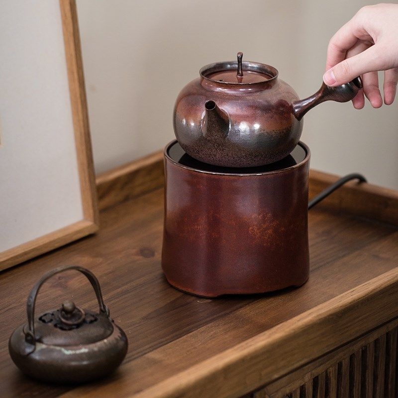 记今朝《手拉砂铫陶壶》电陶炉煮茶炉煮茶器套装 静音 日式复古