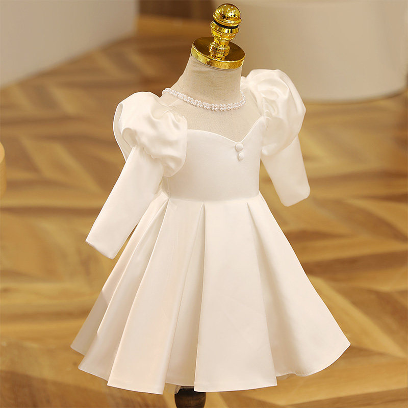 宝宝女童长袖公主裙连衣裙蓬蓬纱儿童花童周岁生日钢琴演出礼服冬